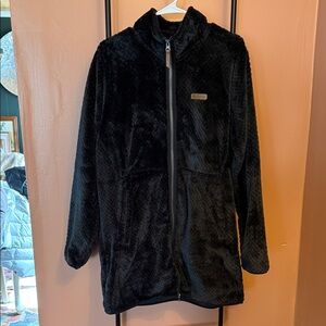 Black Plush Hooded Jacket - Unbranded